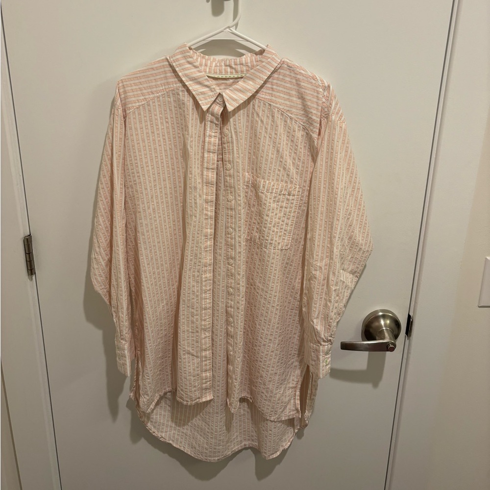 Anthropologie pink and white button down. Perfect cover up.